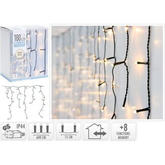 IJspegel verlichting - 180 LED - 6 meter - warm wit - 8 lichtfuncties