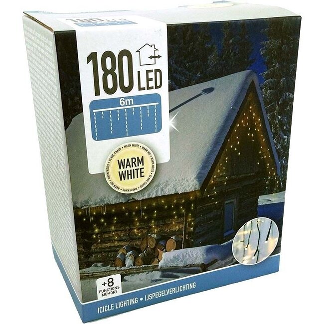 Eiszapfen-Lichterkette - 180 LEDs - 6 m - Warmweiß - 8 Lichtfunktionen
