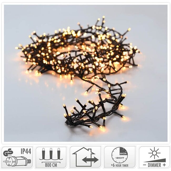 Micro Cluster LED String Lights 400 LED - 8m - with timer and dimmer - extra warm white