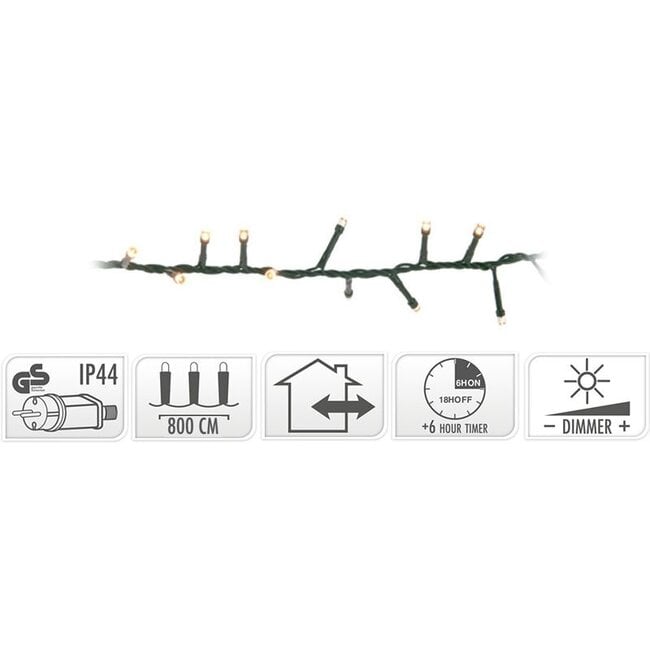 Micro Cluster LED String Lights 400 LED - 8m - with timer and dimmer - extra warm white