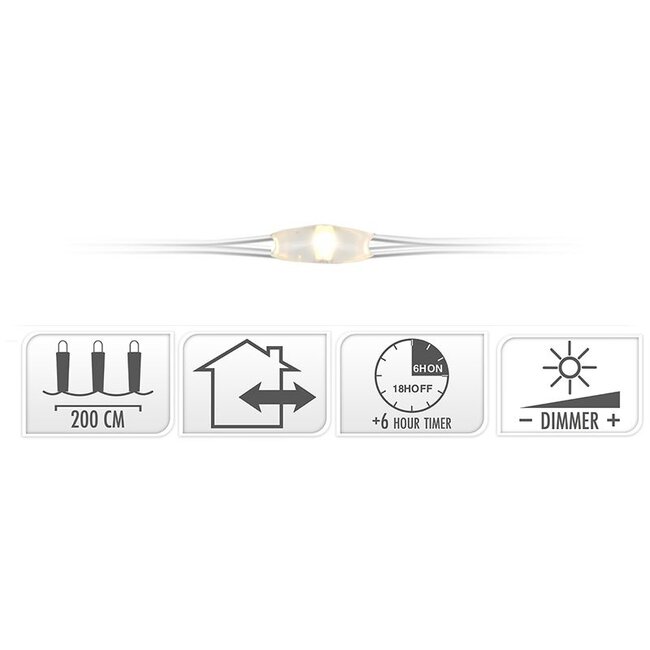 Cascade lighting - 200 LED - warm white - timer and dimmer