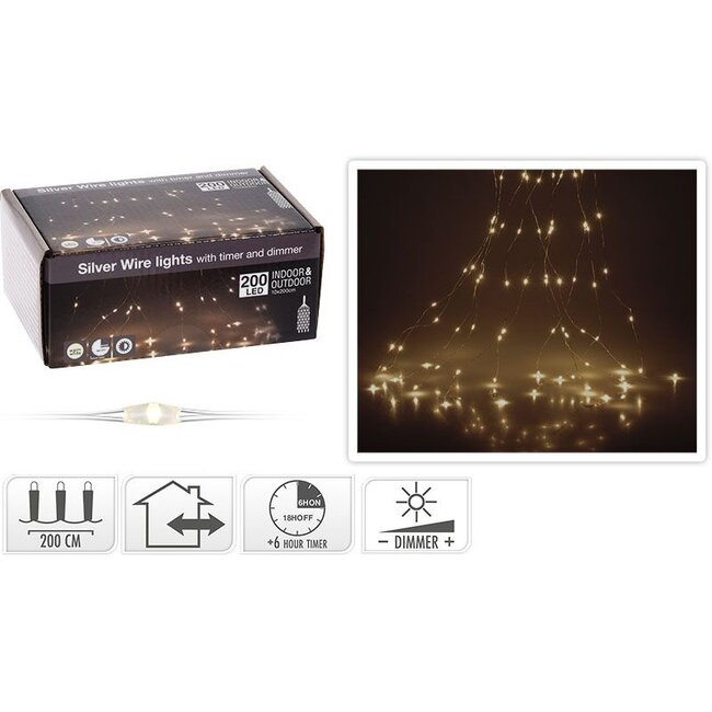 Kaskaden-Lichterkette - 200 LEDs - Warmweiß - Timer und Dimmer
