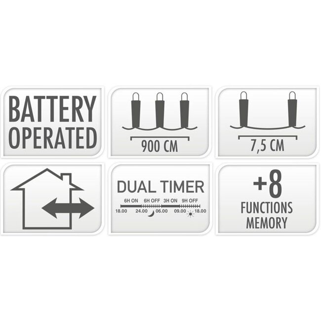 LED lighting 120 LED - 9 meters - warm white - Battery box 120 warm white - dual timer - memory and light functions