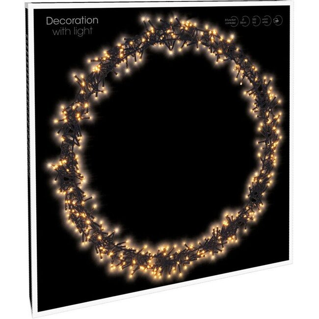 Beleuchteter Weihnachtsring - 300 LEDs - Ø 38 cm - Extra warmweiß - 8 Lichtfunktionen - Für innen und außen