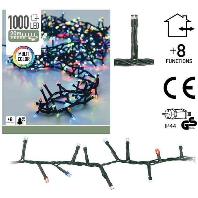 Microcluster-Lichterkette - 1000 LEDs - 20 m - Mehrfarbig - 8 Funktionen