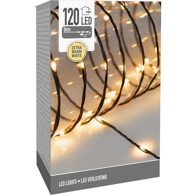 Soft Wire LED-Lichterkette für innen und außen - 120 LEDs, 9 m, Extrawarmweiß