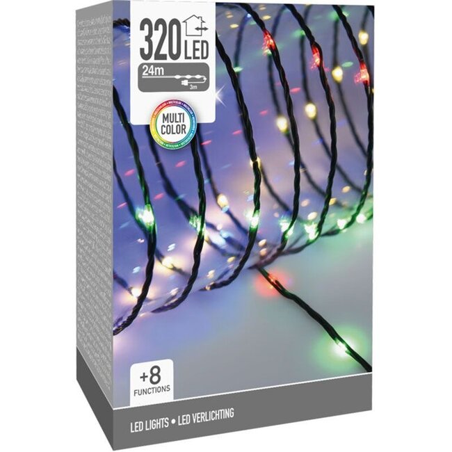 Soft Wire LED-Lichterkette für innen und außen - 320 LEDs, 24 m, Mehrfarbig, 8 Lichtfunktionen