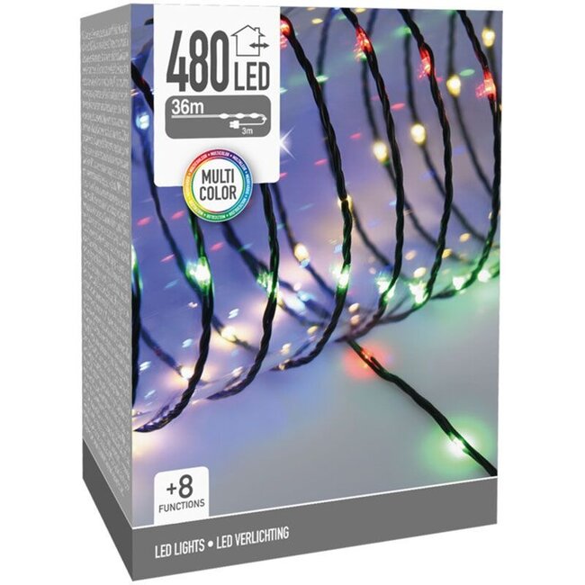 Soft-Wire-LED-Lichterkette - 480 LEDs - 36 m - Mehrfarbig - Innen und außen - 8 Lichtfunktionen