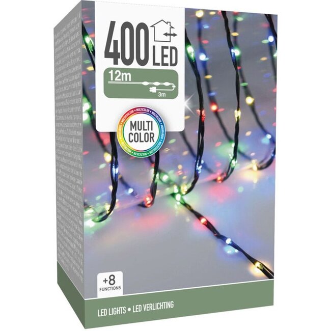 LED-Lichterkette - 400 LEDs - 12 m - Mehrfarbig - Für innen und außen - 8 Lichtfunktionen - Soft Wire