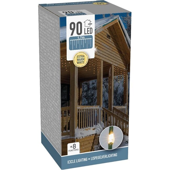 Icicle Light Curtain - 1.70 meters - 90 LEDs - extra warm white - Soft Wire