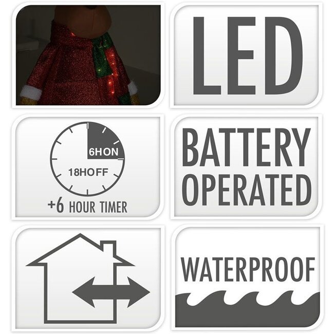 Happy Rentier XXL mit LED-Beleuchtung - 120 cm - Mit Timer - Für außen