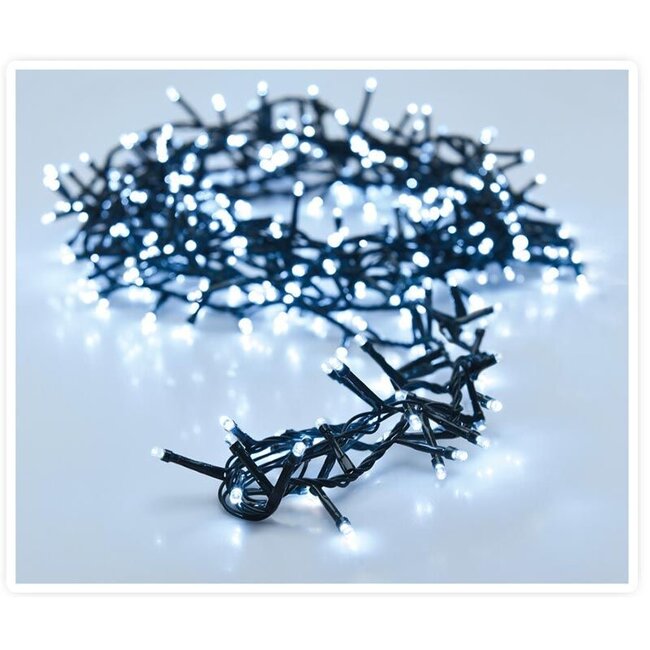 Micro-Cluster-LED-Lichterkette mit Batteriebox - 200 LEDs, 4 m, Weiß, Lichtfunktionen, Speicher und Timer