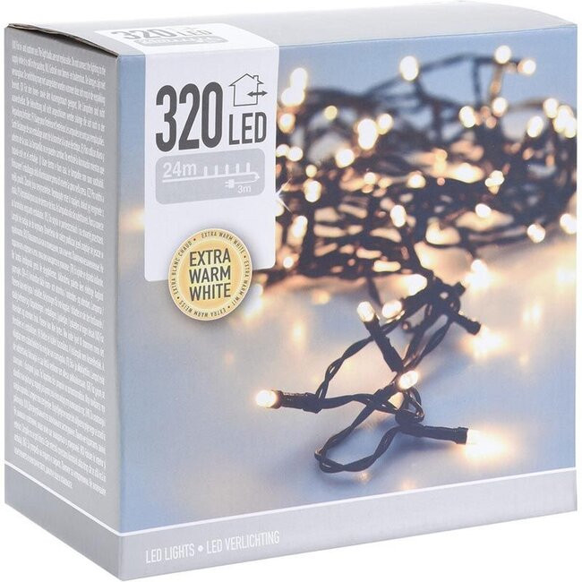 Weihnachtslichterkette - 320 LEDs - 24 m - Extrawarmweiß - Timer, Lichtfunktionen und Speicher - Außen