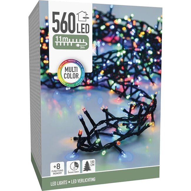 Microcluster-Lichterkette - 560 LEDs - 11 m - Mehrfarbig - Timer, Lichtfunktionen und Memory-Funktion - Für außen