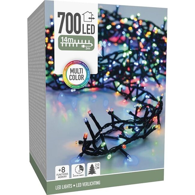 Micro-Cluster-LED-Lichterkette für außen - 700 LEDs, 14 m, Mehrfarbig, Timer, Lichtfunktionen und Speicher