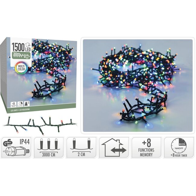 Micro Cluster LED String Lights - 1800 LED - 36m - multicolor - Timer - Light functions - Memory - Outdoor