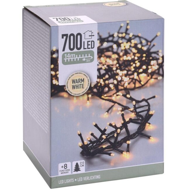 Micro-Cluster-Lichterkette - 700 LEDs - 14 m - Warmweiß - Timer, Lichtfunktionen und Speicher - Außen