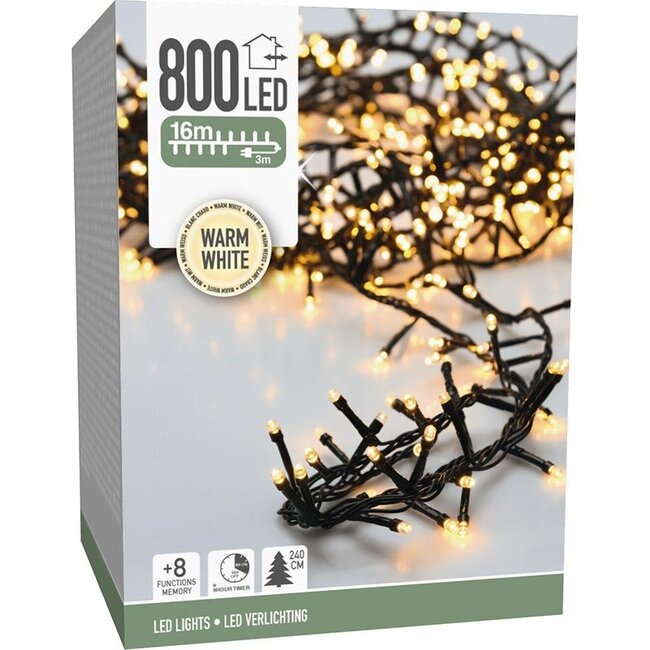 Micro Cluster LED String Lights - 800 LED - 16m - warm white - Timer - Light functions - Memory - Outdoor