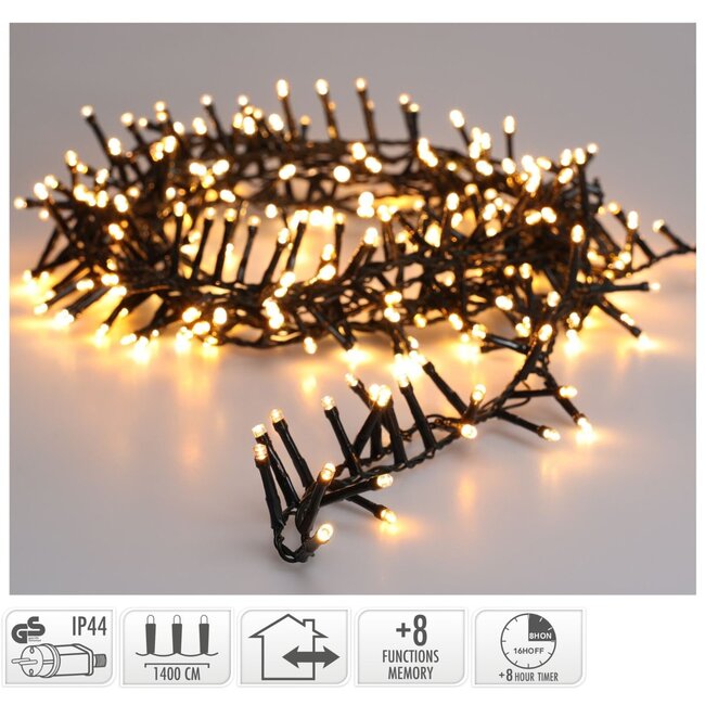 Micro Cluster LED String Lights - 700 LED - 14m - two tone romantic - Timer - Light functions - Memory - Outdoor