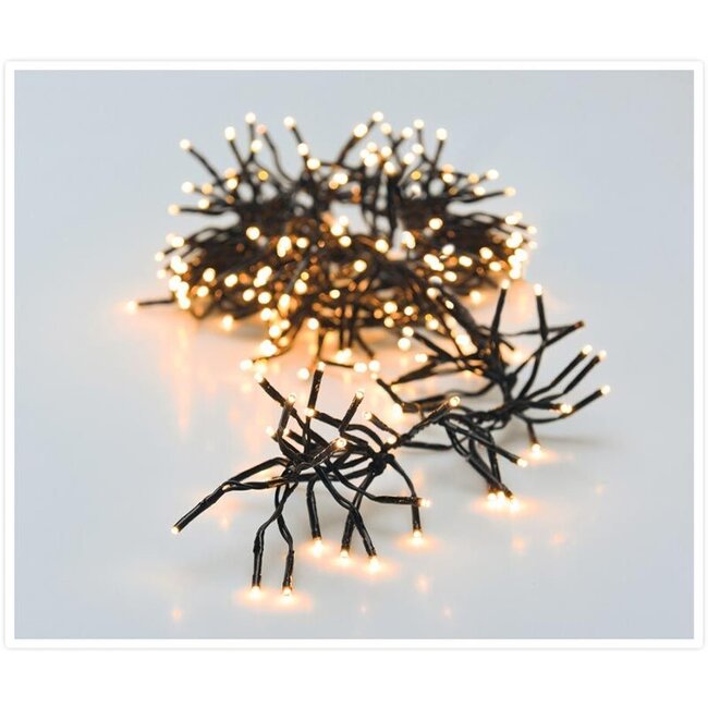 Cluster-LED-Lichterkette mit Batteriebox - 192 LEDs, 1,4 m, Warmweiß, Lichtfunktionen, Speicher und Timer