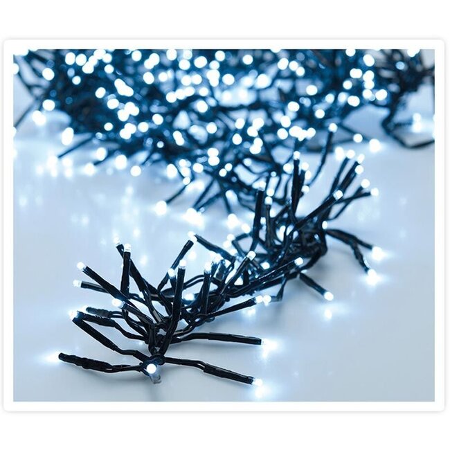 Cluster-Lichterkette - 192 LEDs - 1,4 m - Weiß - Batteriebetrieben - Lichtfunktionen, Memory-Funktion und Timer
