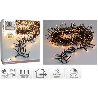 Maxi-Cluster-Weihnachtslichterkette - 1000 LEDs - 15 m - Extra warmweiß