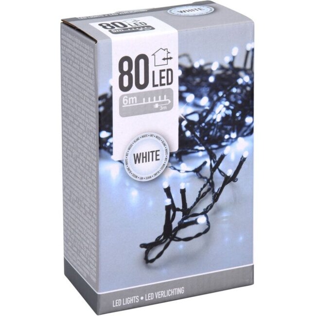 LED-Lichterkette - 80 LEDs - 6 m - Weiß