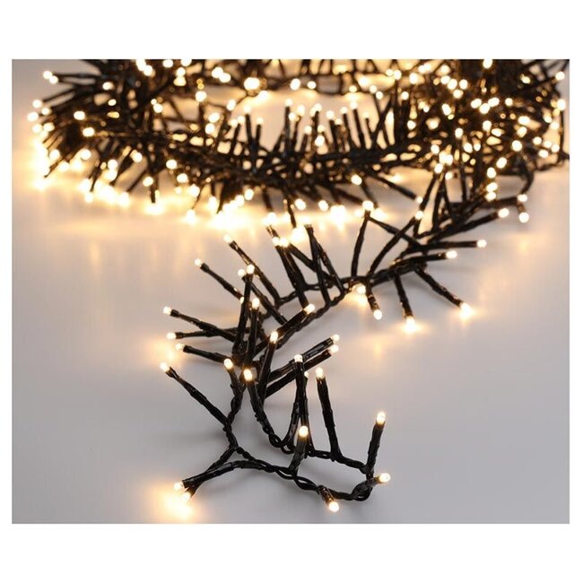 Maxi-Cluster-Weihnachtslichterkette - 400 LEDs - 6 m - Warmweiß - Timer, Lichtfunktionen und Memory-Funktion - Für außen