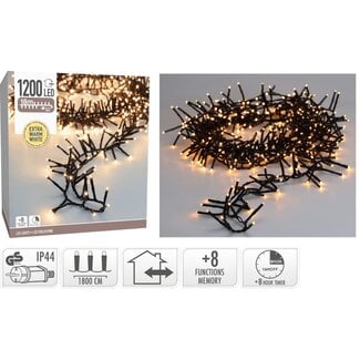 Maxi-Cluster-Weihnachtslichterkette - 1.200 LEDs - 18 m - Extrawarmweiß