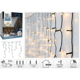 Eiszapfen-Lichterkette - 180 LEDs - 6 m - Warmweiß
