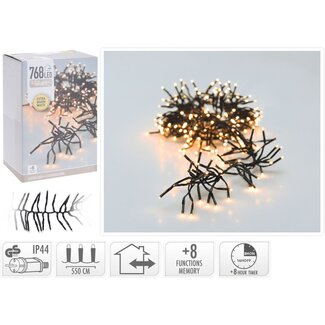Clusterverlichting - 768 LED - 5.5m - Timer - Lichtfuncties - extra warm wit