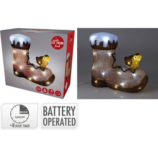 LED-Weihnachtsfigur aus Acryl - Vogel auf Stiefel