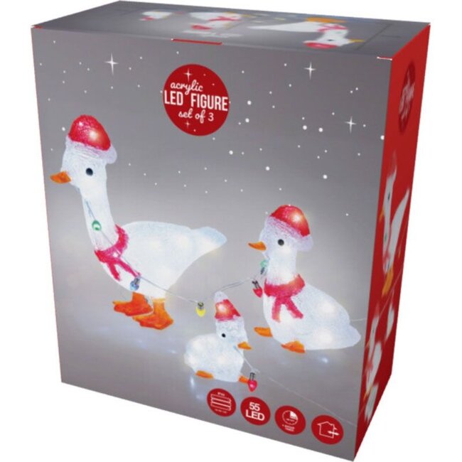 Christmas figure Acrylic - Ducks - LED - set of 3