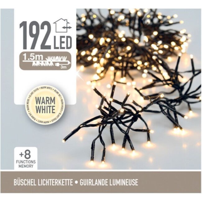 Cluster-Lichterkette - 192 LEDs - 1,4 m - Warmweiß - Timer und Lichtfunktionen