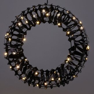 Verlichte Krans - Zwart - 30 cm - 50 led