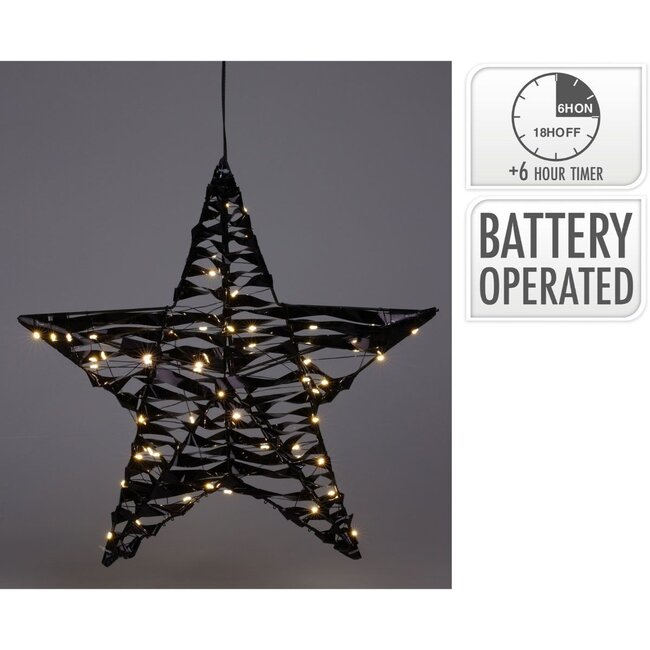 Illuminated Christmas Star - Black - 40 cm - 60 LED