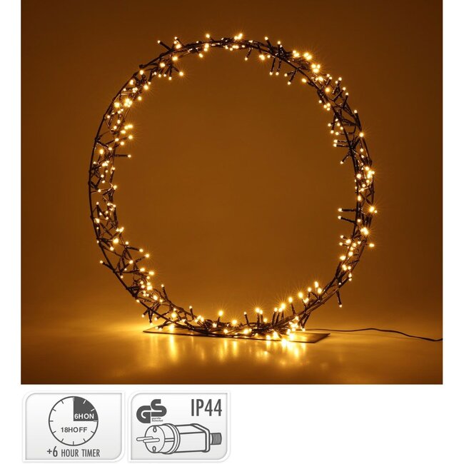 Weihnachtskranz auf Ständer - 300 LEDs, 60 cm, Warmweiß, Mit Timer