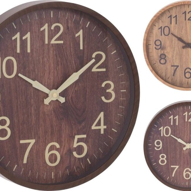 Wall clock - Dark brown - Wood look - 30 cm