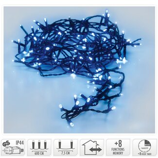 Christmas lights 80 LED - 6m - blue - Timer - Light functions - Memory