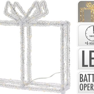 Beleuchtetes Weihnachtsgeschenk - 80 LEDs - H 23 cm - Timer