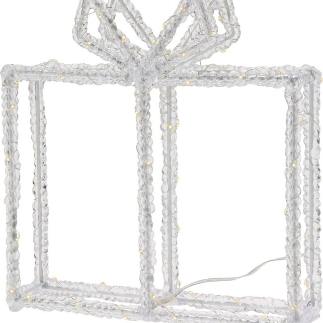 Beleuchtetes Weihnachtsgeschenk - 80 LEDs - H 23 cm - Timer - Batteriebetrieben - Für innen und außen