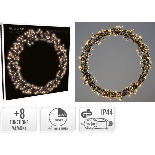 Ceruzo LED-Weihnachtsring - 400 LEDs - Ø48 cm - Warmweiß - 8 Lichtfunktionen - Innen und außen