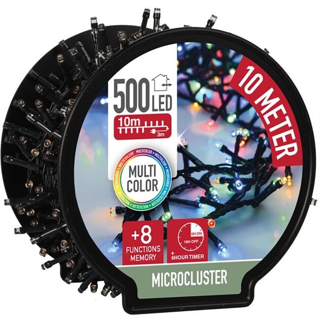 Micro Cluster LED String Lights with Reel - 500 LED - 10 meters - with timer - multicolor