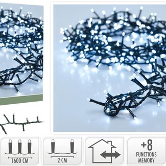 Micro Cluster LED String Lights - 800 LED - 16m - White - Timer