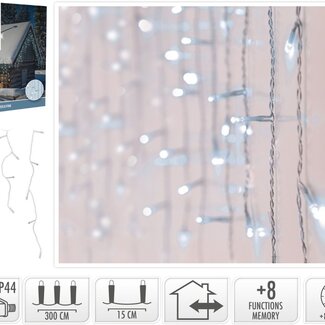 LED-Eiszapfen-Lichterkette - 180 LEDs - Weiß - Transparentes Kabel
