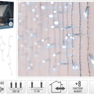 Icicle lighting - 360 LED - White - Transparent Cord - Timer