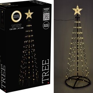 Fahnenmast-Weihnachtsbaum - 150 cm - 154 LEDs - Schwarzer Rahmen