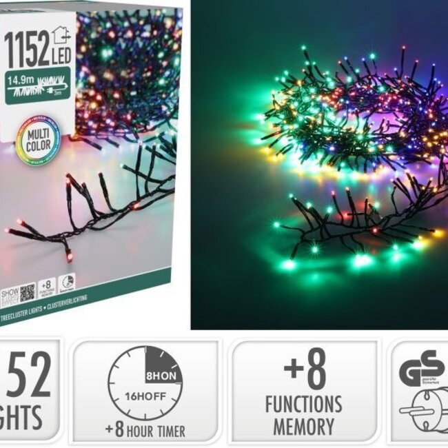 Treecluster Kerstboomverlichting - 1152led - Multicolor