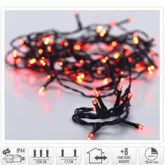 Christmas lights 180 LED - 13.5m - red - Timer - Light functions
