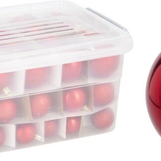 Rote Weihnachtskugeln aus Kunststoff